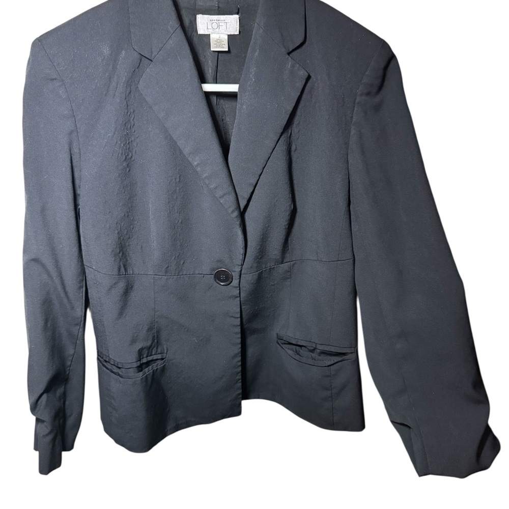 LOFT Black One-Button Blazer – Size 2 – As-Is (Flawed Cuffs)
